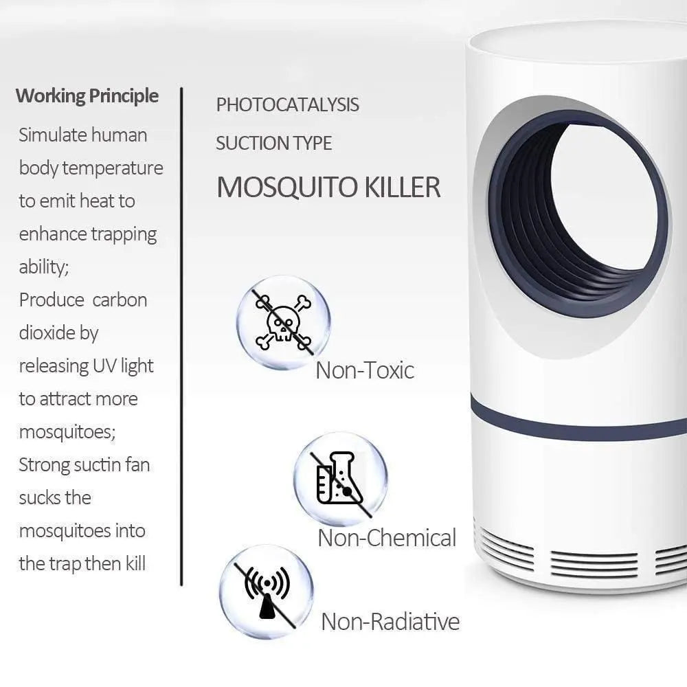 USB Electric Mosquito Killer Lamp-Silent Indoor Insect Trap with UV Light & Suction Fan – Safe, Non-Toxic Bug Zapper for Home & Bedroom