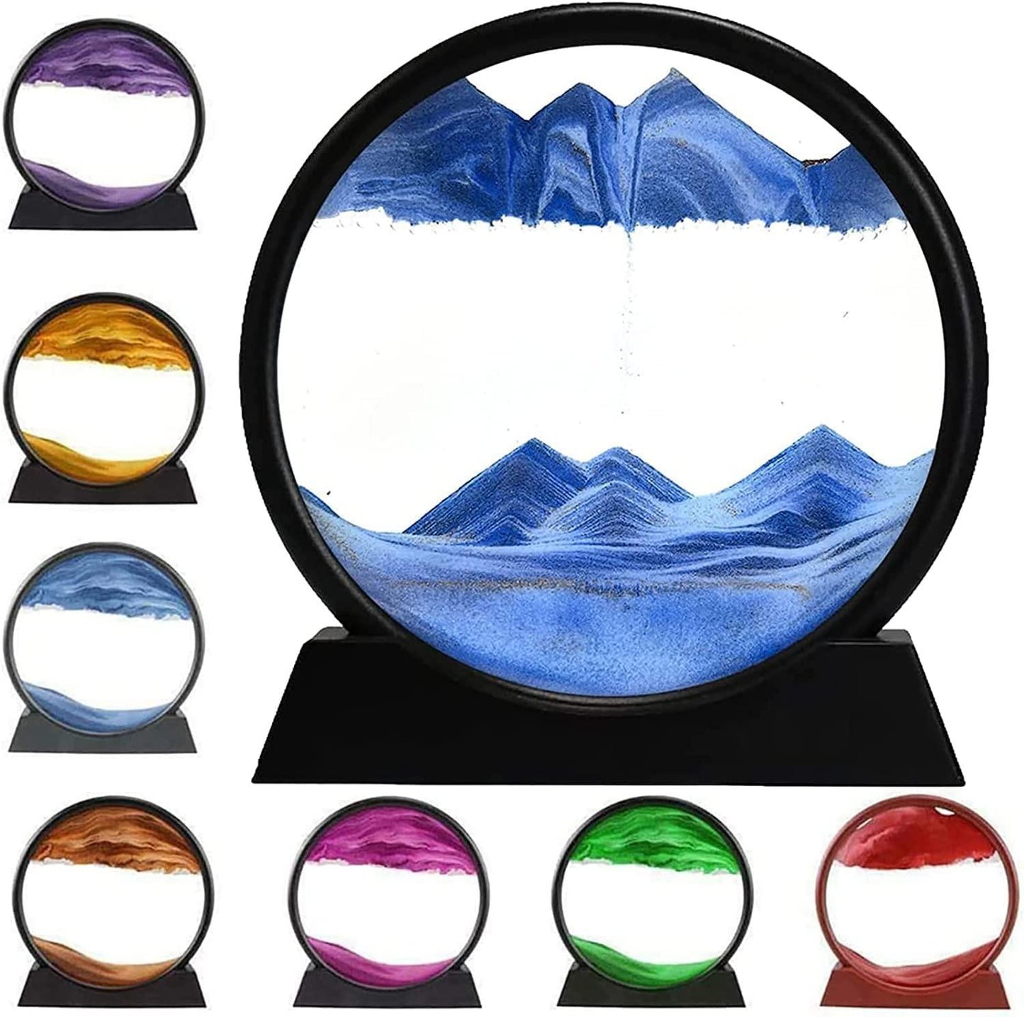 Moving Sand Art Picture Frame-Mesmerizing Hourglass Sandscape for Home & Office Decor – Relaxing Kinetic Desktop Ornament
