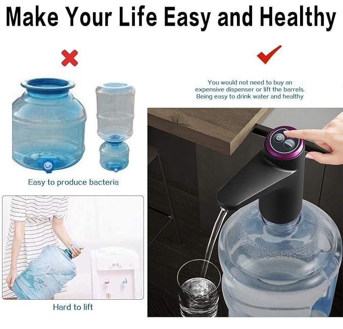 Smart Electric Water Dispenser Pump – USB Rechargeable, One-Touch Automatic for 3,4,5 Gallon Bottles