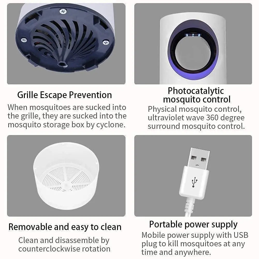 USB Electric Mosquito Killer Lamp-Silent Indoor Insect Trap with UV Light & Suction Fan – Safe, Non-Toxic Bug Zapper for Home & Bedroom
