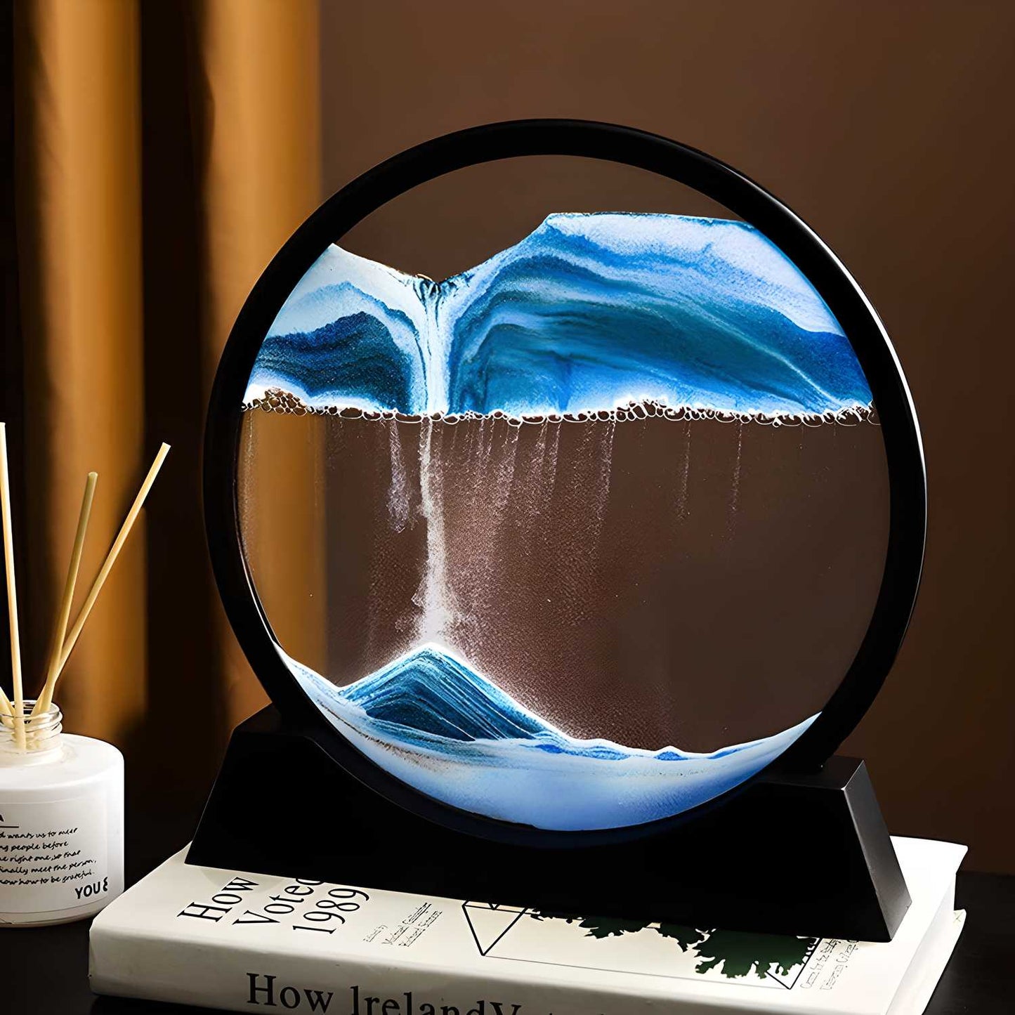 Moving Sand Art Picture Frame-Mesmerizing Hourglass Sandscape for Home & Office Decor – Relaxing Kinetic Desktop Ornament