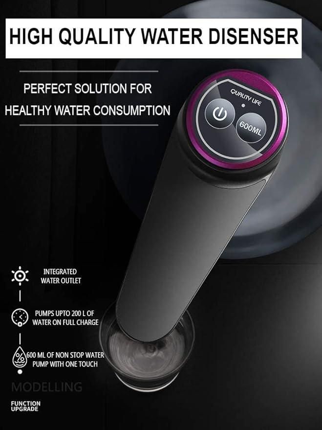 Smart Electric Water Dispenser Pump – USB Rechargeable, One-Touch Automatic for 3,4,5 Gallon Bottles