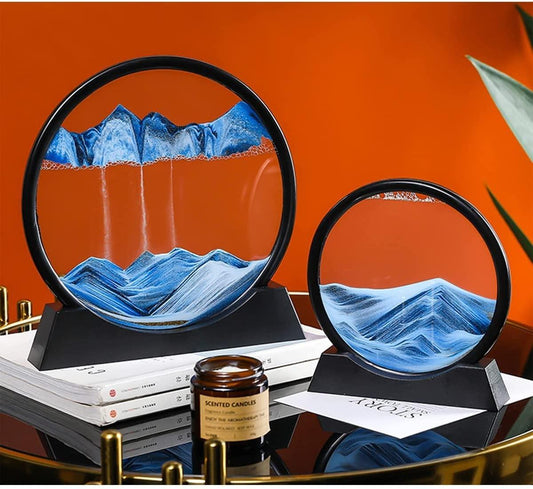 Moving Sand Art Picture Frame-Mesmerizing Hourglass Sandscape for Home & Office Decor – Relaxing Kinetic Desktop Ornament