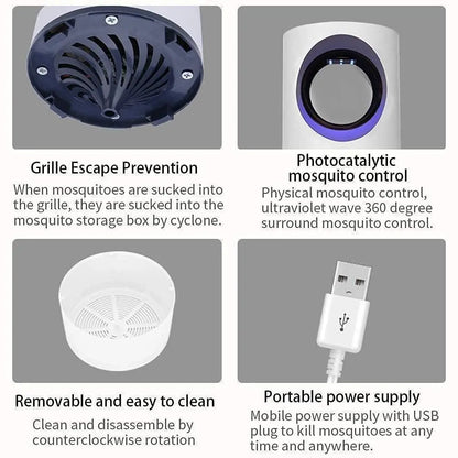 USB Electric Mosquito Killer Lamp-Silent Indoor Insect Trap with UV Light & Suction Fan – Safe, Non-Toxic Bug Zapper for Home & Bedroom