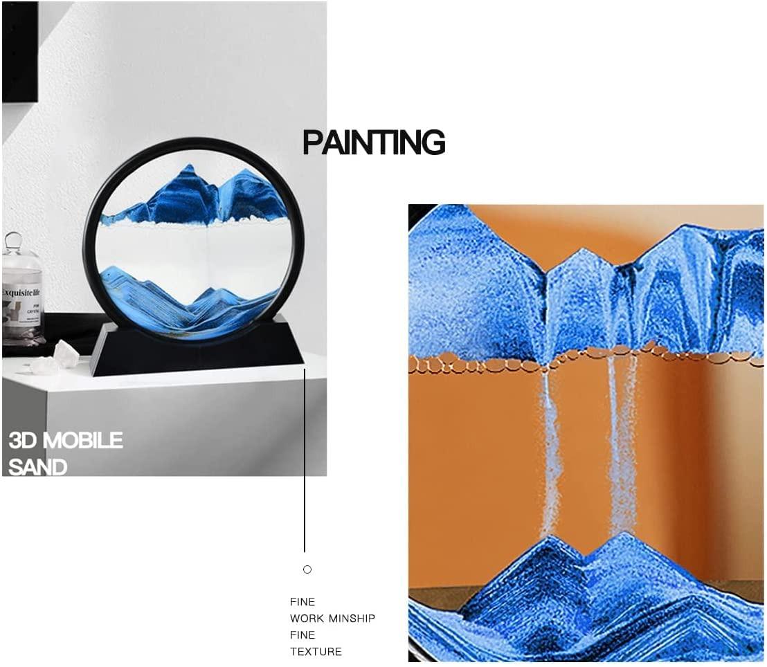 Moving Sand Art Picture Frame-Mesmerizing Hourglass Sandscape for Home & Office Decor – Relaxing Kinetic Desktop Ornament